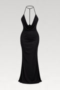 Robe longue moulante dos nu anneau doré