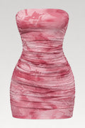 Mini robe bustier imprimée froncée