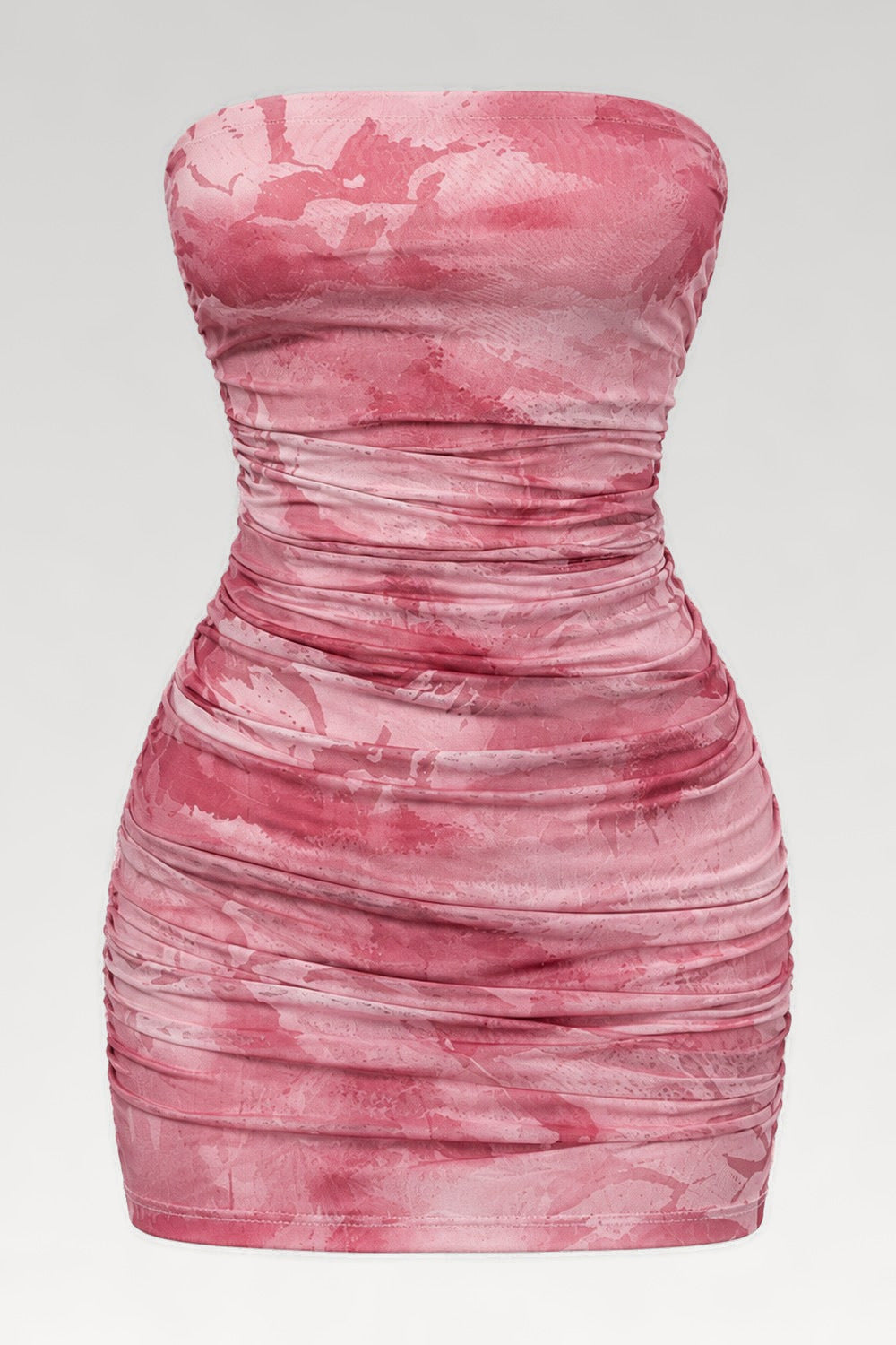 Mini robe bustier imprimée froncée