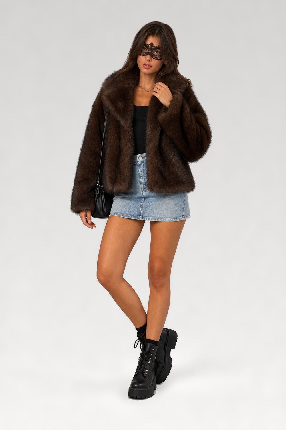 Manteau court fausse fourrure dégradé