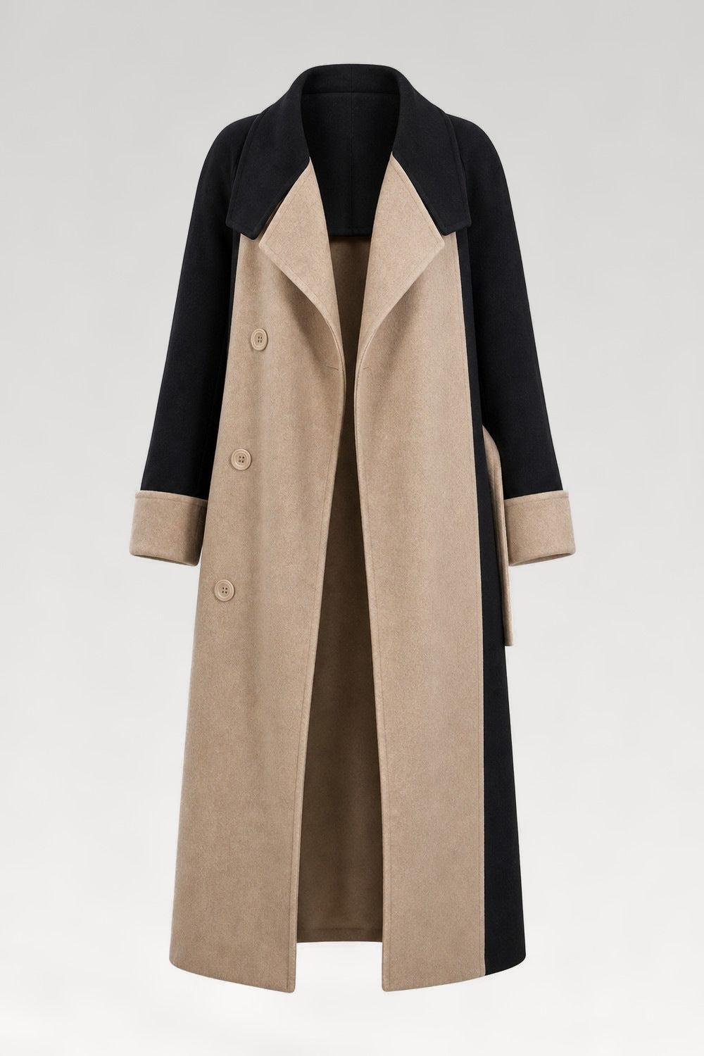 Manteau long à motifs ceinturé