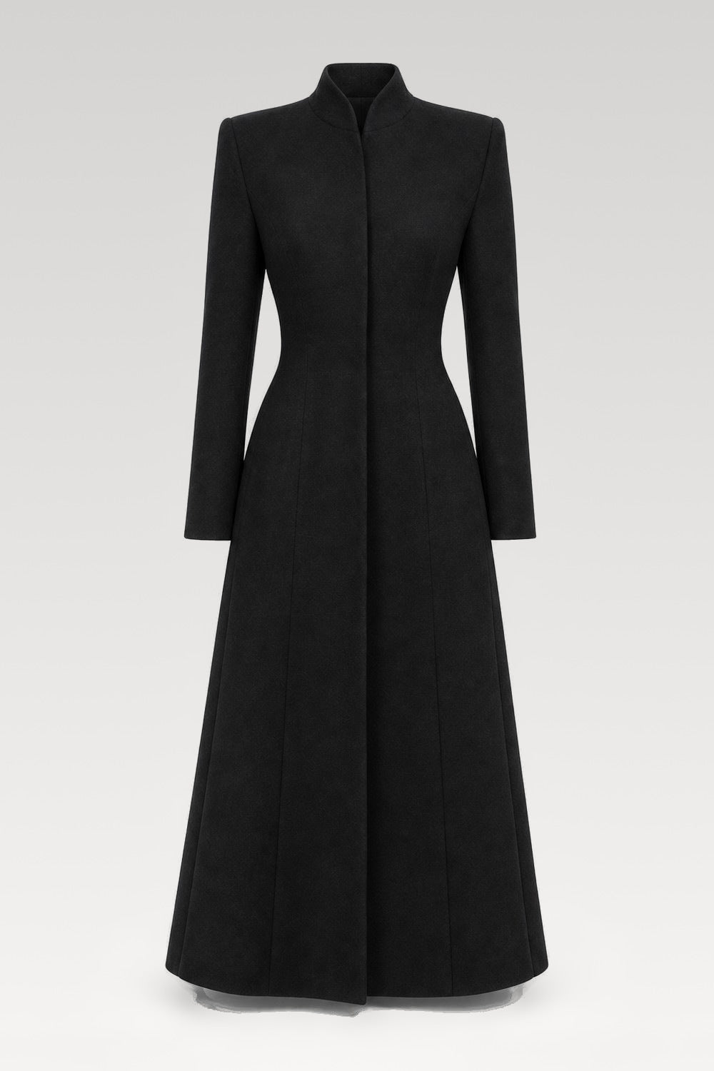Manteau long col V ajusté