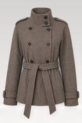 Manteau en laine col montant lacé