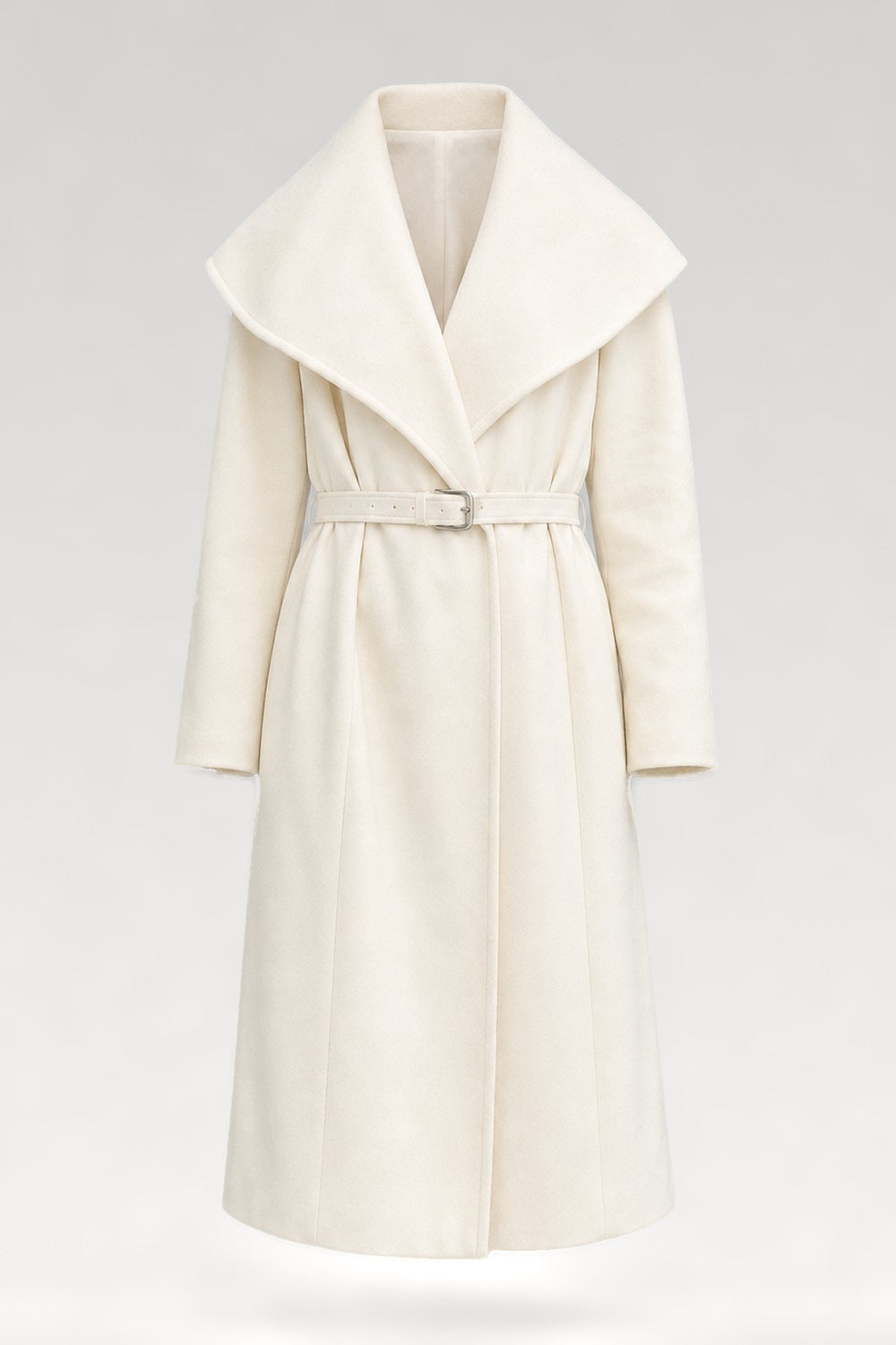 Manteau long en laine ceinturé