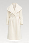 Manteau long en laine ceinturé