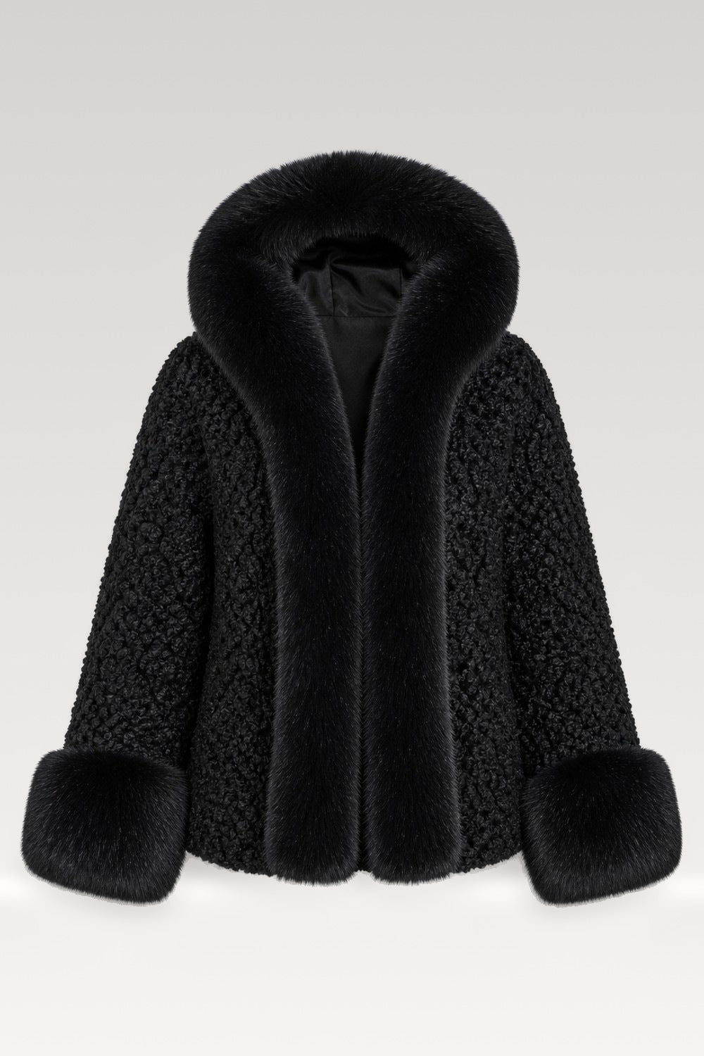 Manteau fausse fourrure à capuche
