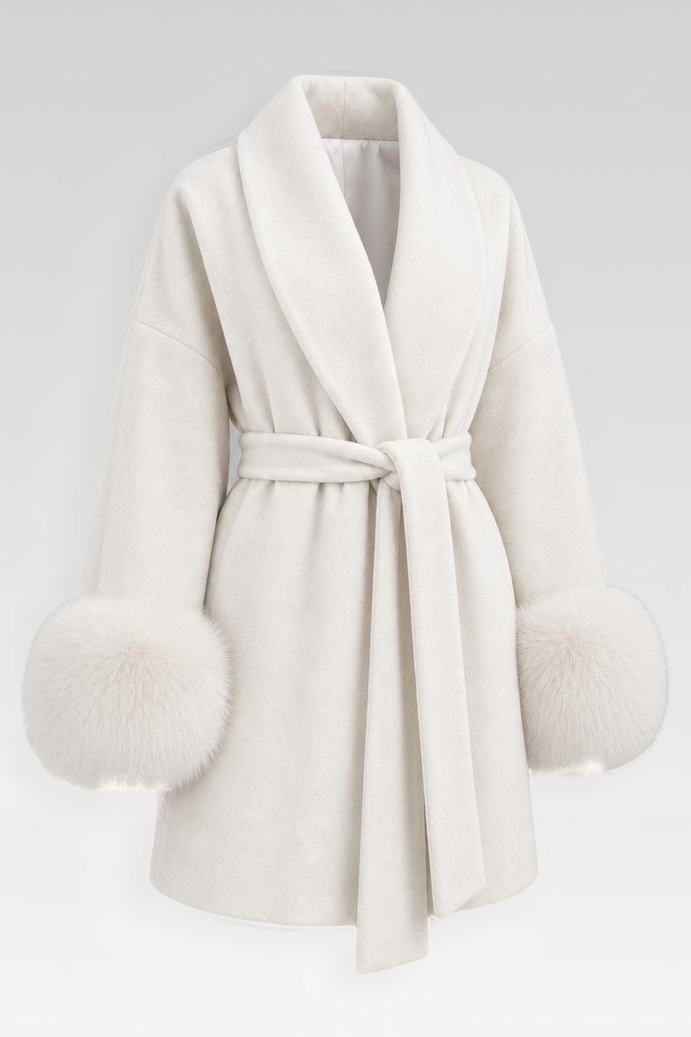 Manteau en laine à poignets fourrure