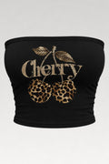 Top bandeau cerises léopard