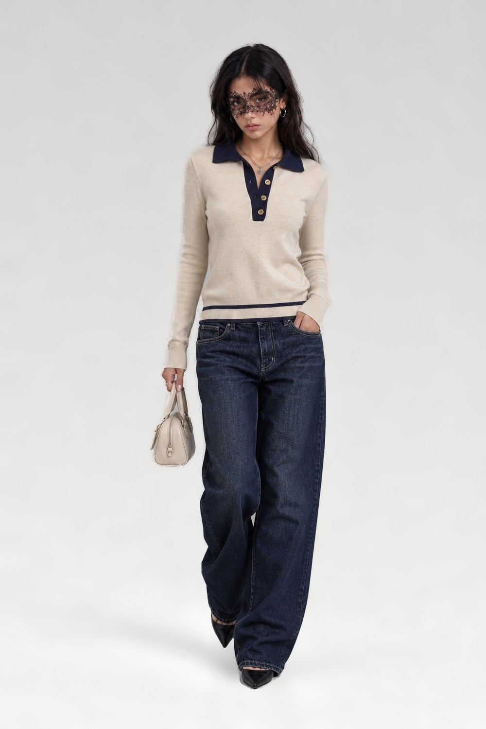 Pull col polo en maille