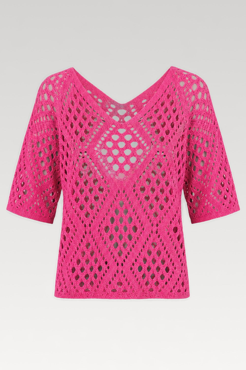 Pull ajouré en crochet manches courtes
