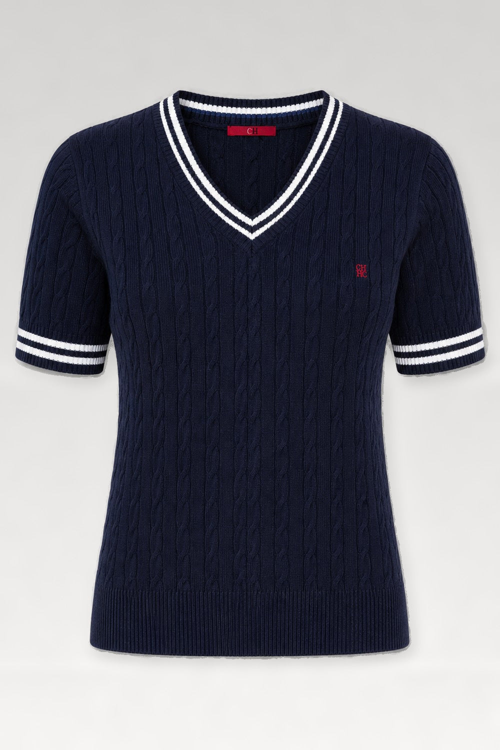 Pull torsadé col V preppy