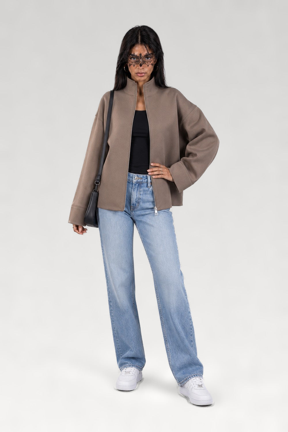 Cardigan zippé col montant