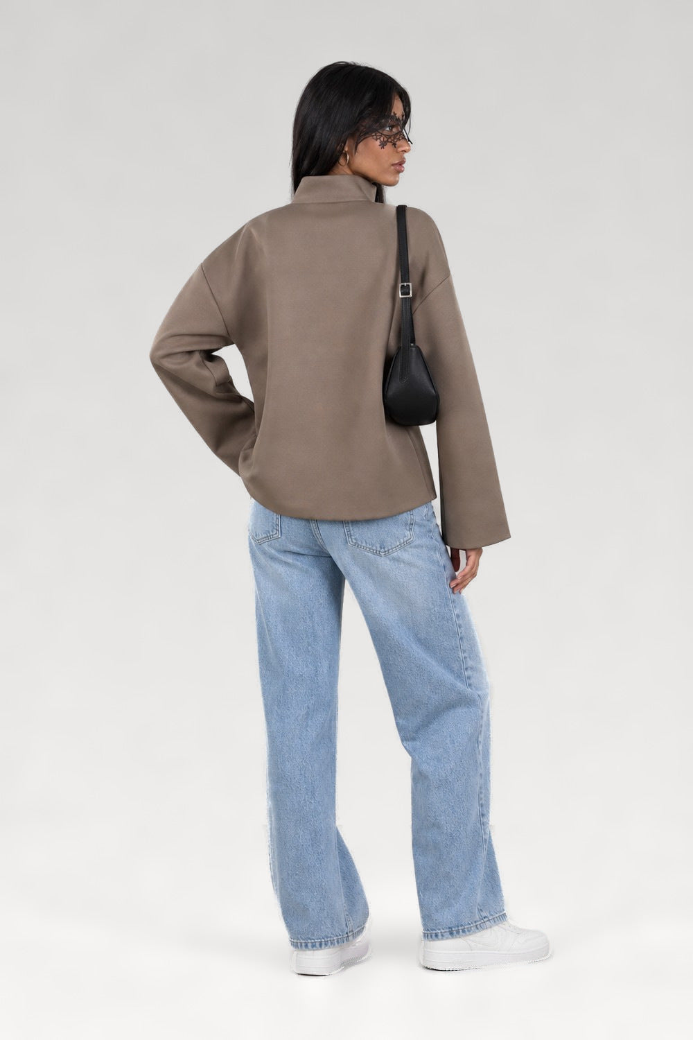 Cardigan zippé col montant