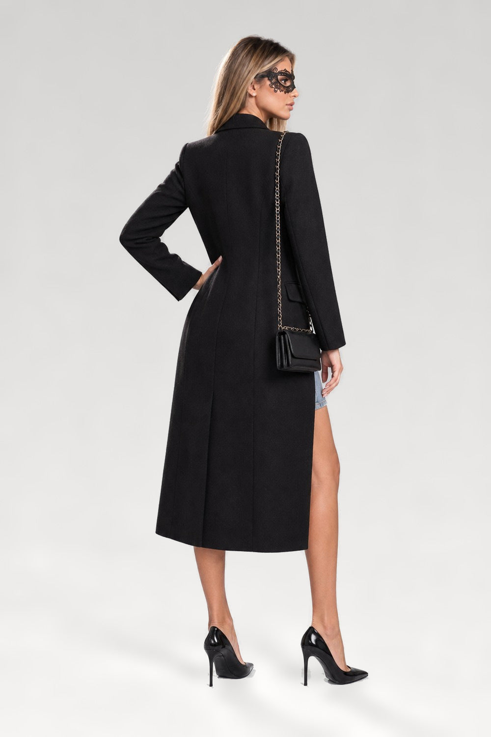 Blazer long noir double boutonnage