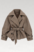 Manteau à carreaux ceinturé