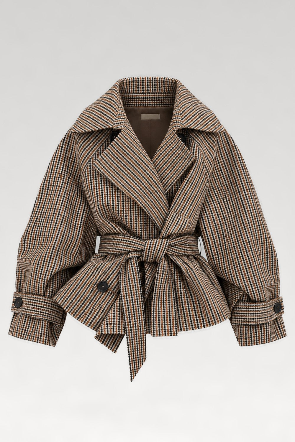 Manteau à carreaux ceinturé