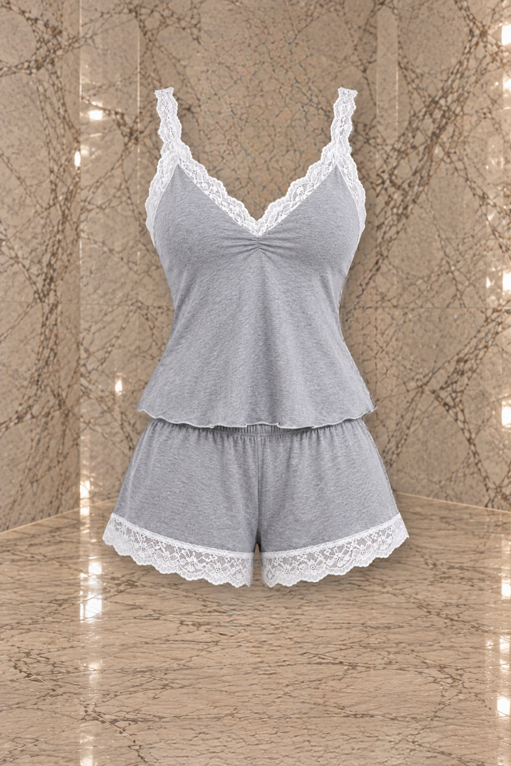 Pyjama caraco et short soie de lait